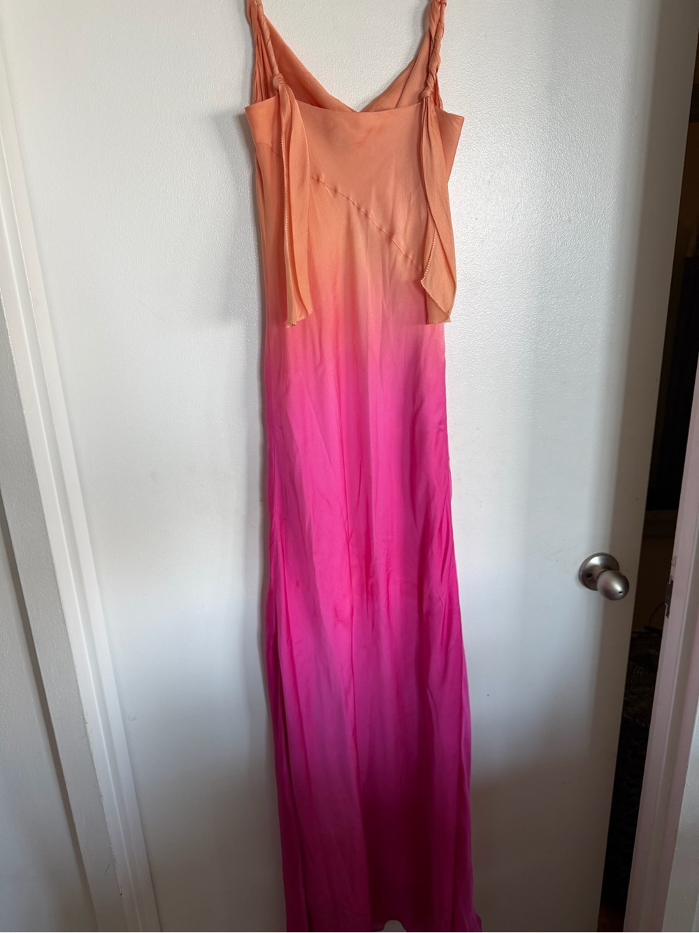 Loveshackfancy Nadine silk Ombre Pink to Peach Slip Maxi Dress - Picture 6 of 6